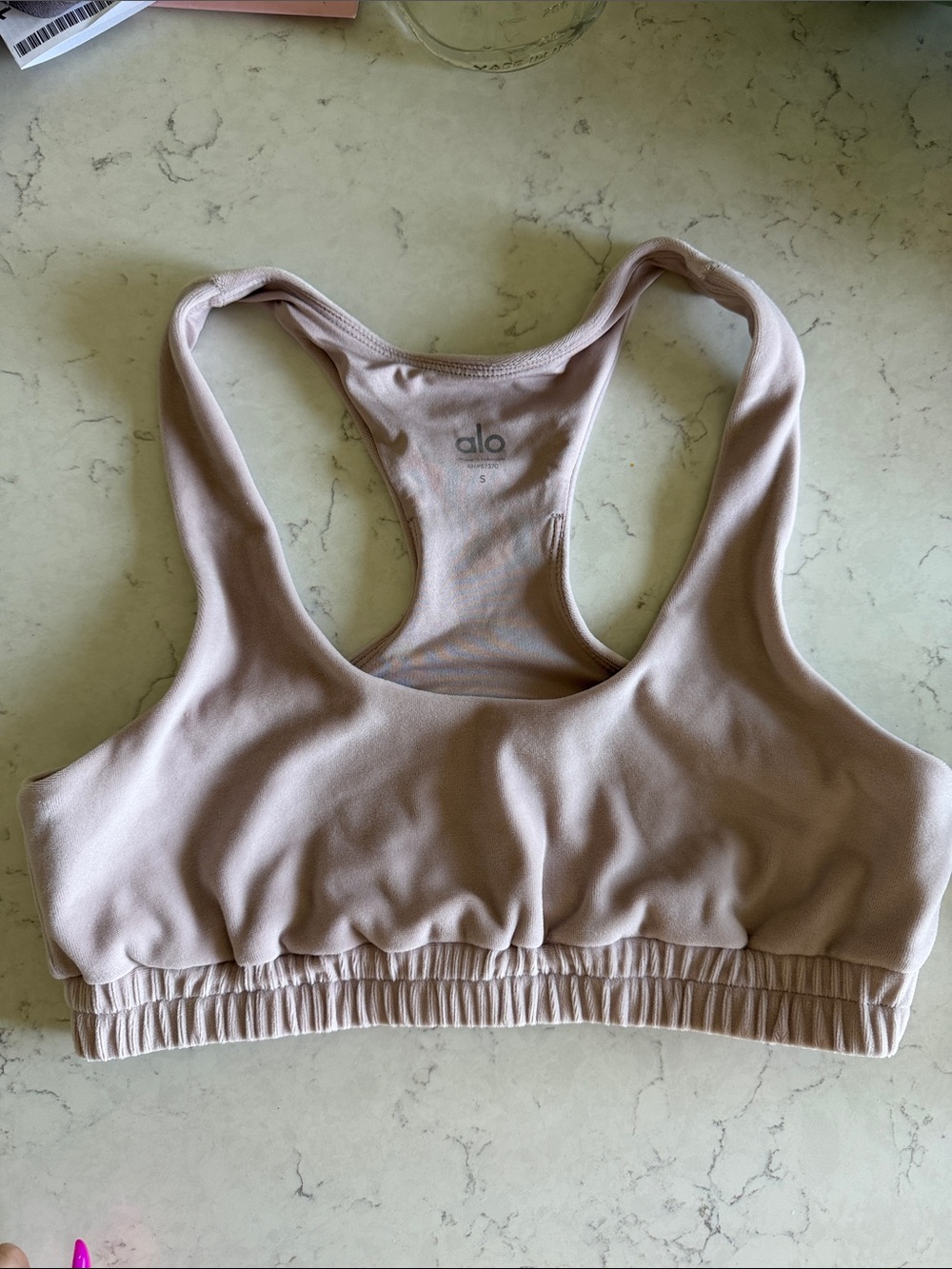 Alo blush pink velvet velour bra size small